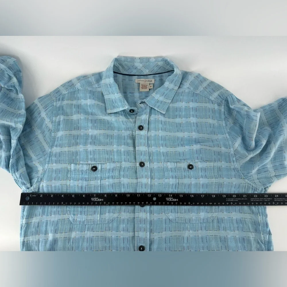 Carbon 2 Cobalt  Men’s Blue Sea‎ Change Chambray Patchwork Madras Gauze size M - Picture 11 of 14